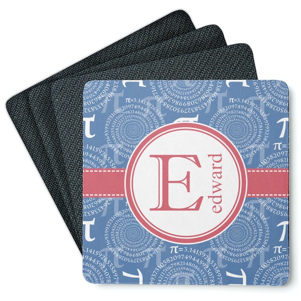 Custom PI Square Rubber Backed Coasters - Set of 4 (Personalized)