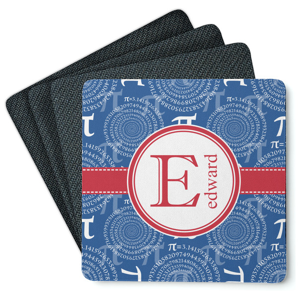 Custom PI Square Rubber Backed Coasters - Set of 4 (Personalized)