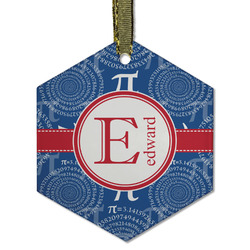 PI Flat Glass Ornament - Hexagon w/ Name and Initial