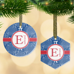 PI Flat Glass Ornament w/ Name and Initial