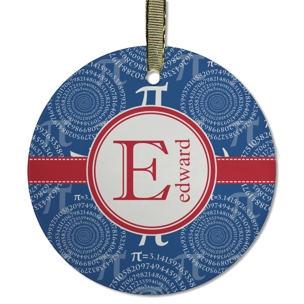 Custom PI Flat Glass Ornament - Round w/ Name and Initial