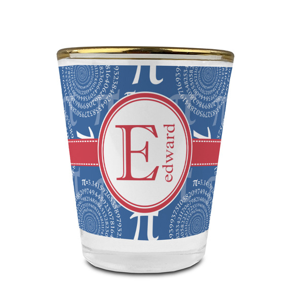 PI Glass Shot Glass - With gold rim - FRONT