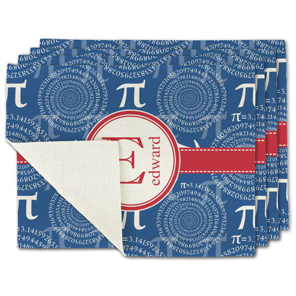 Custom PI Single-Sided Linen Placemat - Set of 4 w/ Name and Initial
