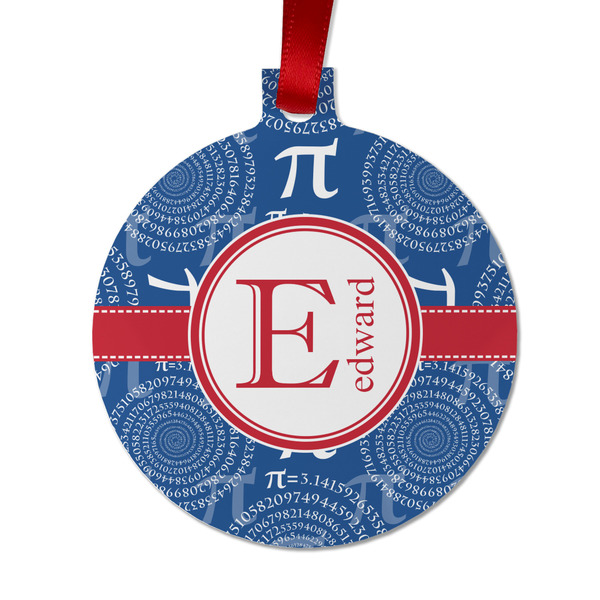 Custom PI Metal Ball Ornament - Double Sided w/ Name and Initial