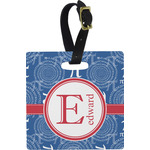 PI Plastic Luggage Tag - Square w/ Name and Initial