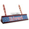 PI Red Mahogany Nameplates with Business Card Holder - Angle