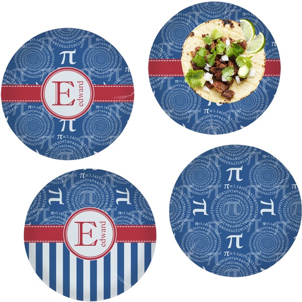 Custom PI Set of 4 Glass Lunch / Dinner Plate 10" (Personalized)