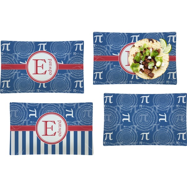 Custom PI Set of 4 Glass Rectangular Lunch / Dinner Plate (Personalized)