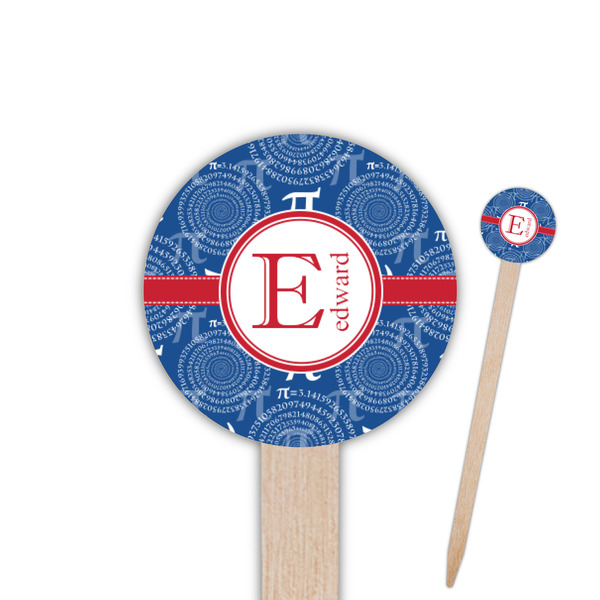 Custom PI 6" Round Wooden Food Picks - Double Sided (Personalized)