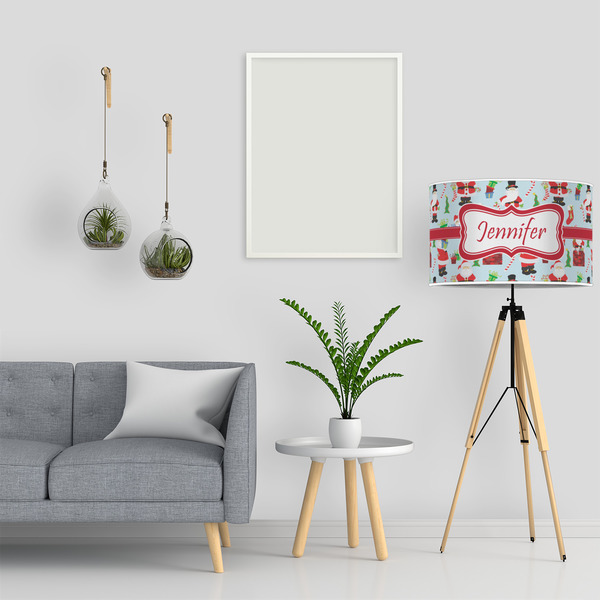 Santa and Presents 12" Drum Lampshade - LIFESTYLE