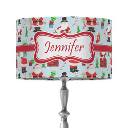 Santa and Presents 12" Drum Lamp Shade - Fabric (Personalized)