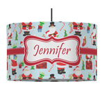 Santa and Presents 12" Drum Pendant Lamp - Fabric (Personalized)