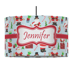Santa and Presents 12" Drum Pendant Lamp - Fabric (Personalized)