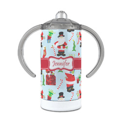 Santa and Presents 12 oz Stainless Steel Sippy Cup (Personalized)