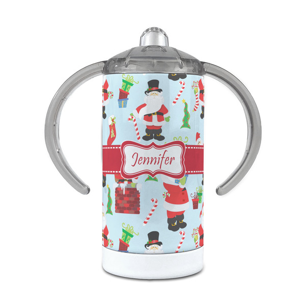 Custom Santa and Presents 12 oz Stainless Steel Sippy Cup (Personalized)