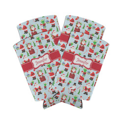 Santa and Presents Can Cooler (tall 12 oz) - Set of 4 (Personalized)