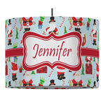 Santa and Presents 16" Drum Pendant Lamp - Fabric (Personalized)