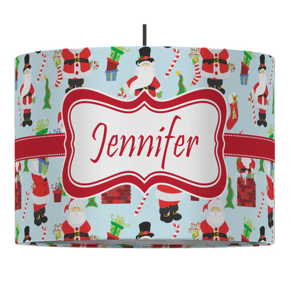 Custom Santa and Presents 16" Drum Pendant Lamp - Fabric (Personalized)