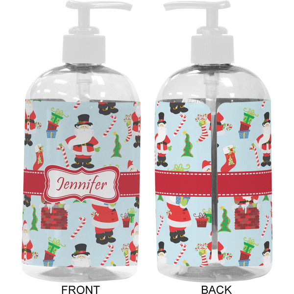 Santa and Presents 16 oz Plastic Liquid Dispenser- Approval- White