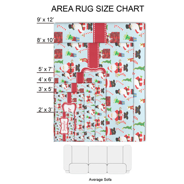 Santa and Presents 2'x3' Indoor Area Rugs - Size Chart