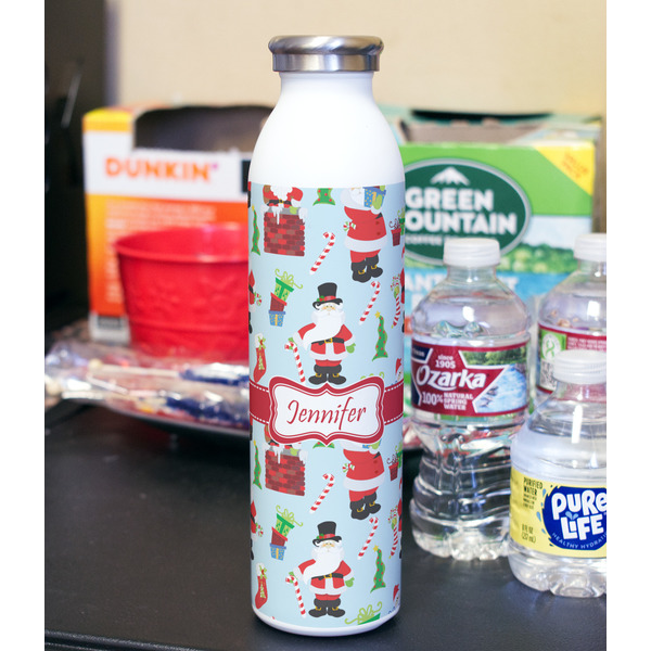 Santa and Presents 20oz Water Bottles - Full Print - In Context