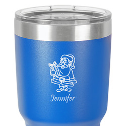 Santa and Presents 30 oz Stainless Steel Tumbler - Royal Blue - Double-Sided (Personalized)