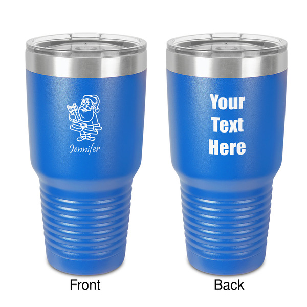 Custom Santa and Presents 30 oz Stainless Steel Tumbler - Royal Blue - Double-Sided (Personalized)