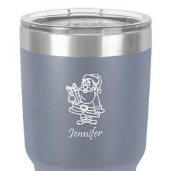 Santa and Presents 30 oz Stainless Steel Tumbler - Grey - Double-Sided (Personalized)