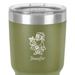 Santa and Presents 30 oz Stainless Steel Tumbler - Olive - Double-Sided (Personalized)