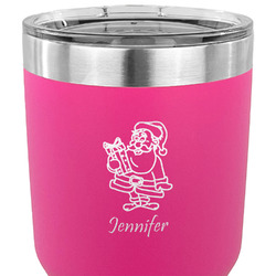 Santa and Presents 30 oz Stainless Steel Tumbler - Pink - Double Sided (Personalized)