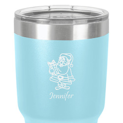 Santa and Presents 30 oz Stainless Steel Tumbler - Teal - Double-Sided (Personalized)
