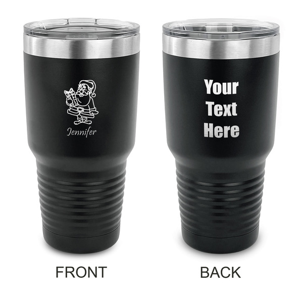 Custom Santa and Presents 30 oz Stainless Steel Tumbler - Black - Double Sided (Personalized)