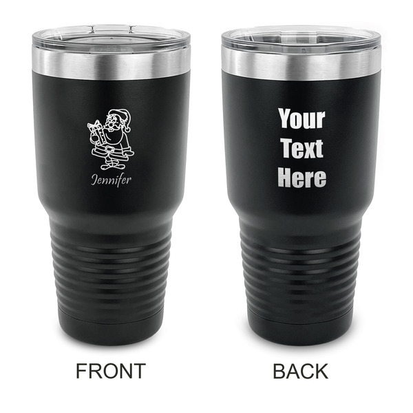 Custom Santa and Presents 30 oz Stainless Steel Tumbler - Black - Double Sided (Personalized)