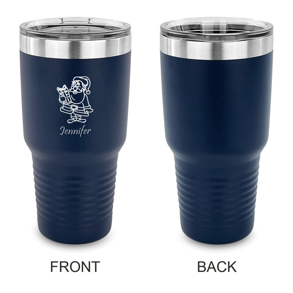 Santa and Presents 30 oz Stainless Steel Ringneck Tumblers - Navy - Single Sided - APPROVAL