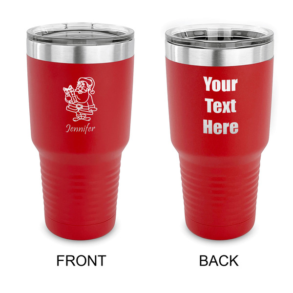 Custom Santa and Presents 30 oz Stainless Steel Tumbler - Red - Double Sided (Personalized)