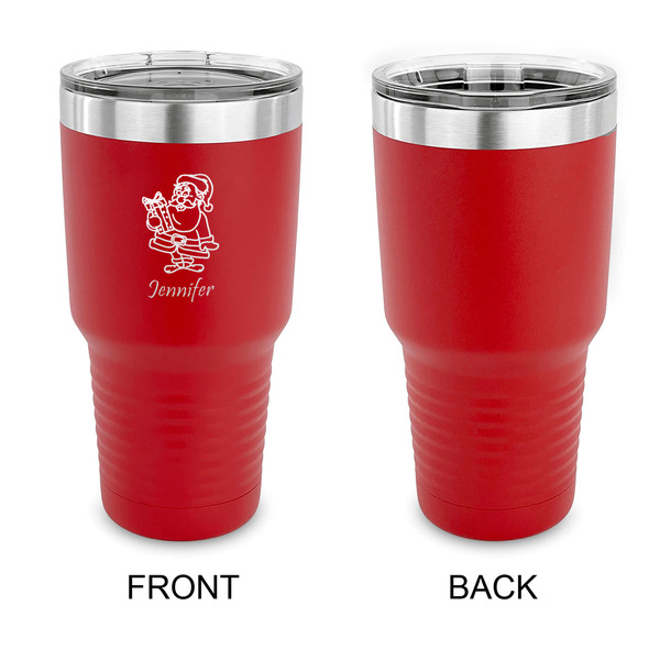 Santa and Presents 30 oz Stainless Steel Ringneck Tumblers - Red - Single Sided - APPROVAL