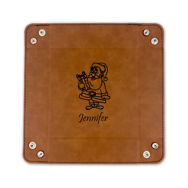 Santa and Presents 6" x 6" Leatherette Snap Up Tray - FLAT FRONT