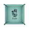 Santa and Presents 6" x 6" Teal Leatherette Snap Up Tray - FOLDED UP