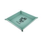 Santa and Presents 6" x 6" Teal Faux Leather Valet Tray (Personalized)