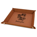 Santa and Presents 9" x 9" Faux Leather Valet Tray w/ Name or Text