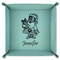 Santa and Presents 9" x 9" Teal Leatherette Snap Up Tray - FOLDED