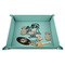 Santa and Presents 9" x 9" Teal Leatherette Snap Up Tray - STYLED