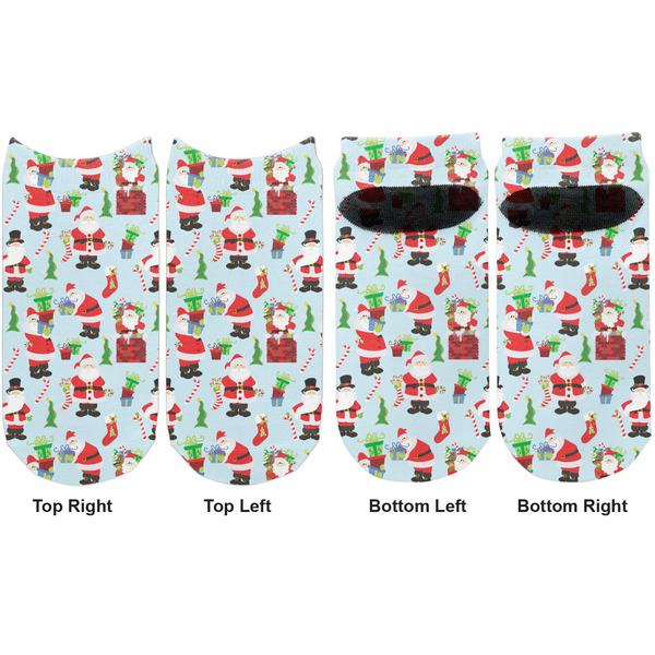 Santa and Presents Adult Ankle Socks - Double Pair - Front and Back - Apvl