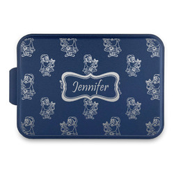 Santa and Presents Aluminum Baking Pan with Navy Lid (Personalized)
