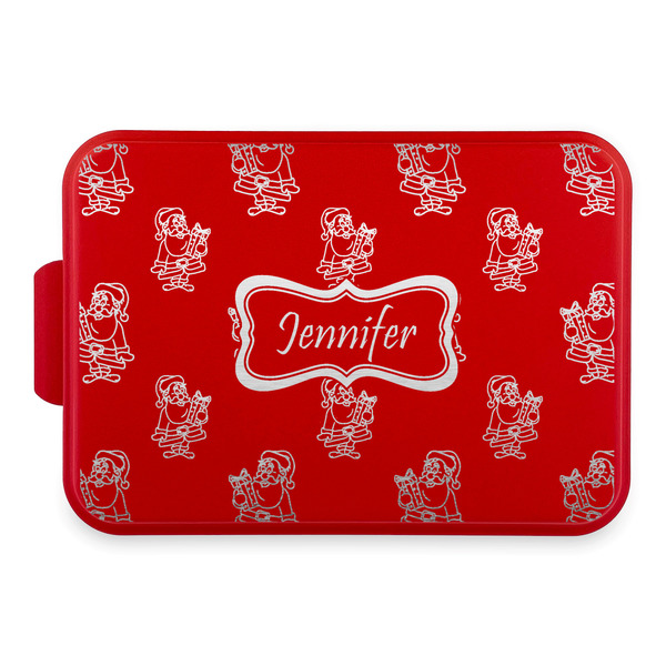 Custom Santa and Presents Aluminum Baking Pan with Red Lid (Personalized)