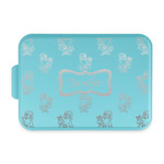 Santa and Presents Aluminum Baking Pan with Teal Lid (Personalized)