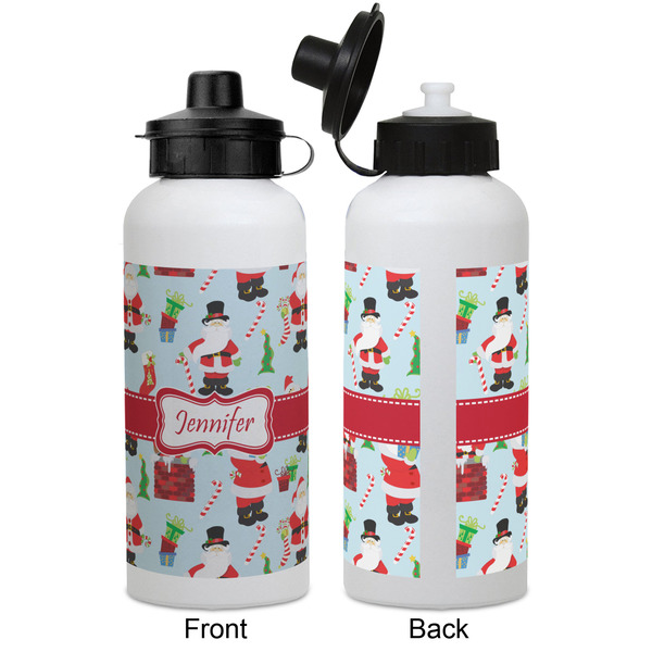 Santa and Presents Aluminum Water Bottle - White APPROVAL