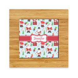 Santa and Presents Bamboo Trivet with Ceramic Tile Insert (Personalized)