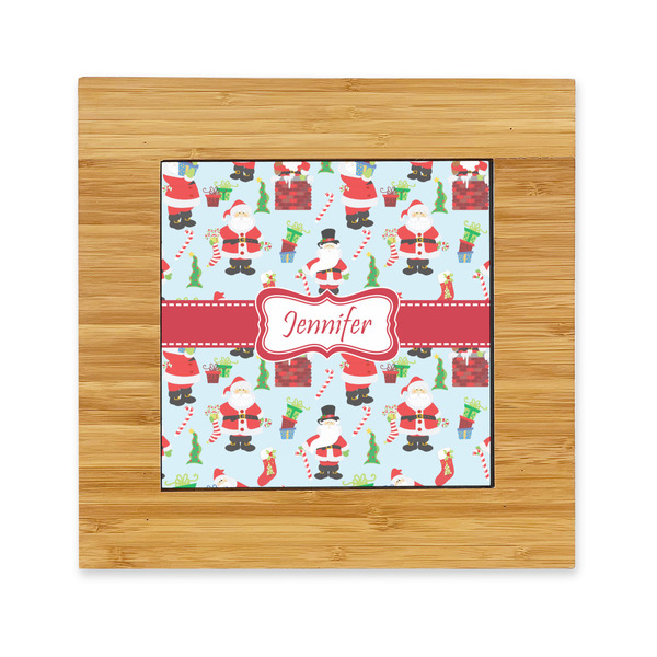 Custom Santa and Presents Bamboo Trivet with Ceramic Tile Insert (Personalized)