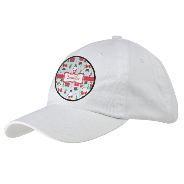 Custom Santa and Presents Baseball Cap - White (Personalized)